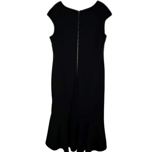 Maggie London Cocktail Sheath Cap Sleeve Ruffle Hem - Black - 16 - Picture 5 of 10